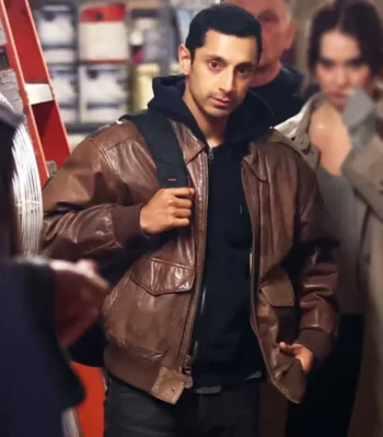 Riz Ahmed Relay Brown Leather Jacket