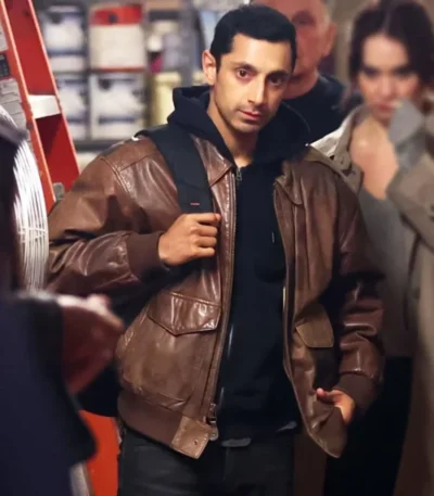 Riz Ahmed Relay Brown Leather Jacket