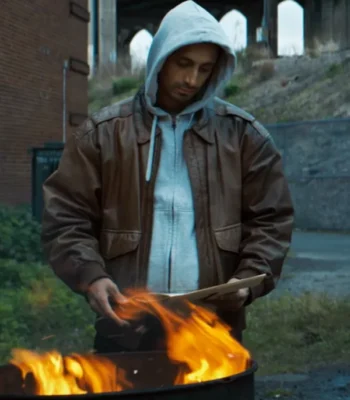 Riz Ahmed Relay Brown Leather Jacket