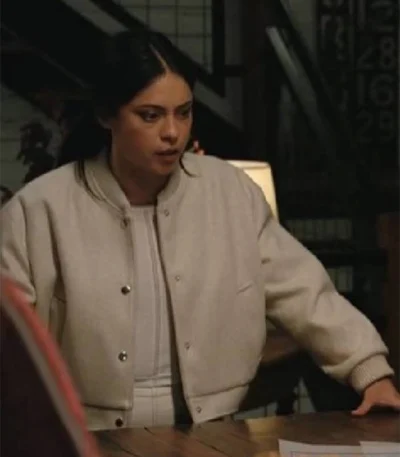 Rosa Salazar Play Dirty Beige Bomber Jacket