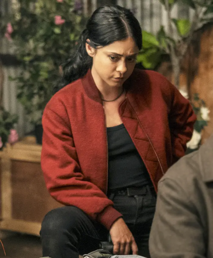 Rosa Salazar Play Dirty Red Bomber Jacket Rosa Salazar Play Dirty Red Bomber Jacket