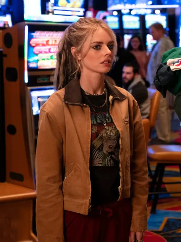 Samara Weaving Eenie Meanie Brown Jacket