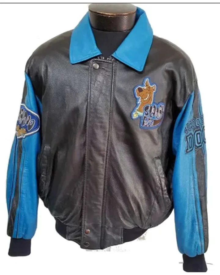 Scooby Doo Black Leather Varsity Jacket Scooby Doo Black Leather Varsity Jacket