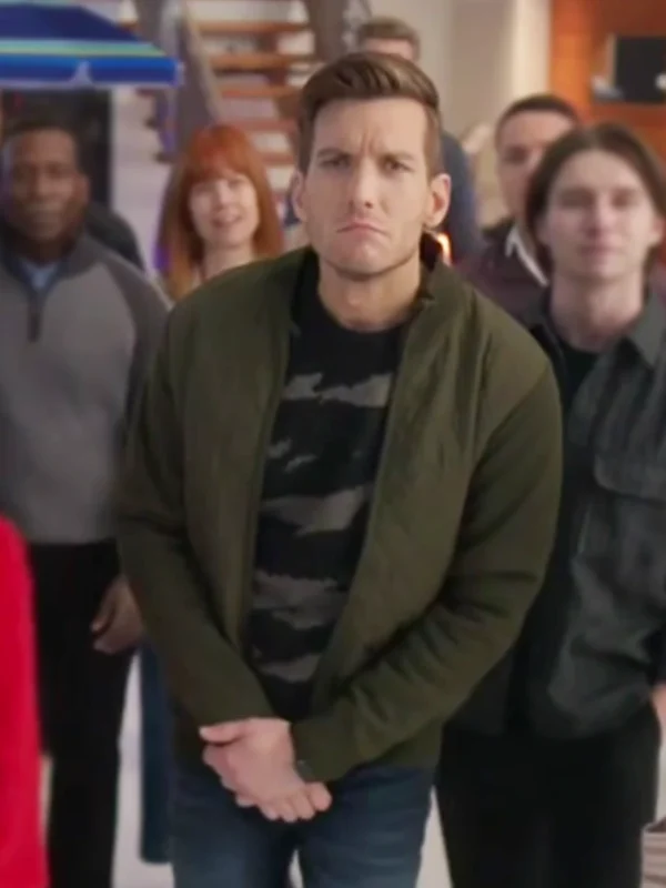 Scott Michael Foster Return to Office Green Quilted Jacket