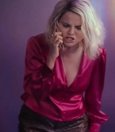 Selena Gomez Emilia Pérez Pink Satin Shirt