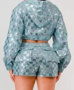 Lizze Broadway Kinda Pregnant Checkered Crop Jacket