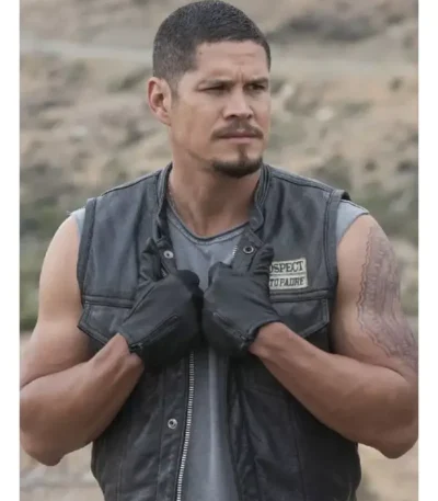 Mayans M.C JD Pardo Black Leather Vest