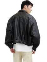 Mens Oversized Leather Flight Bomber Jacket