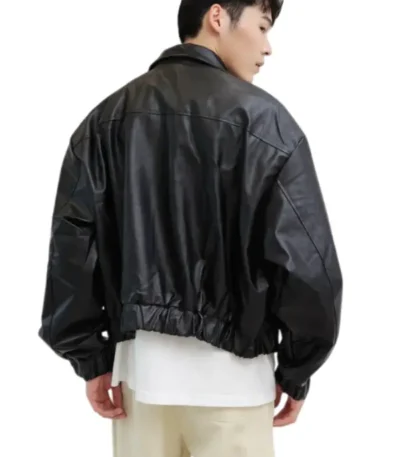 Mens Oversized Leather Flight Bomber Jacket