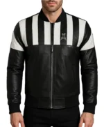 Stegaro Retro Striped Leather Jacket