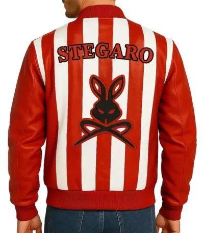 Stegaro Retro Striped Leather Jacket