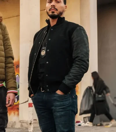Tewfik Jallab Blood Coast S01 Black Bomber Varsity Jacket