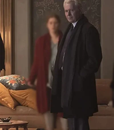 The Woman in the Window Alistair Russell Mid Length Black Coat