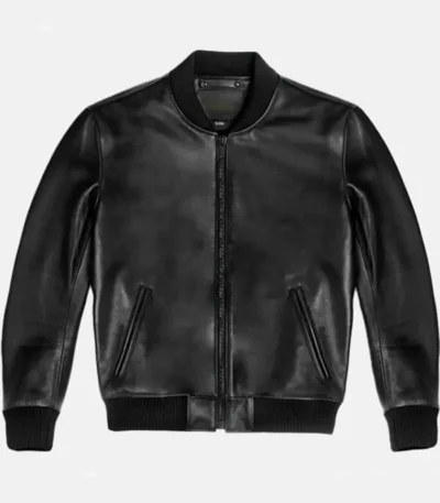 Vanguard Black Stylish Leather Bomber Jacket
