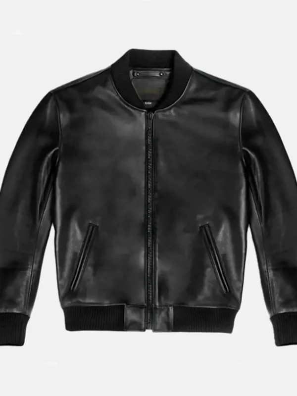 Vanguard Black Stylish Leather Bomber Jacket