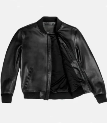 Vanguard Black Stylish Leather Bomber Jacket