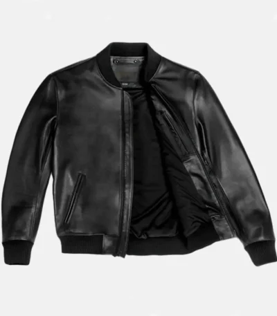 Vanguard Black Stylish Leather Bomber Jacket