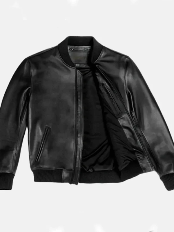 Vanguard Black Stylish Leather Bomber Jacket