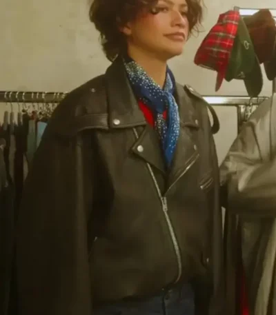 2026 Zendaya Black Biker Jacket
