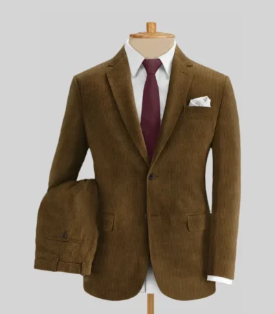 Alex Trendy Brown Corduroy Suit For Mens