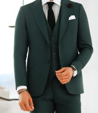Christmas Forest Green Mens Suit
