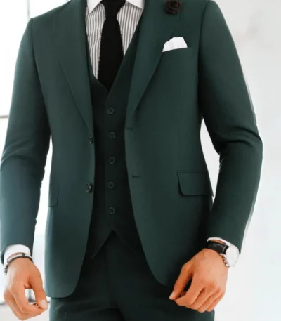 Christmas Forest Green Mens Suit