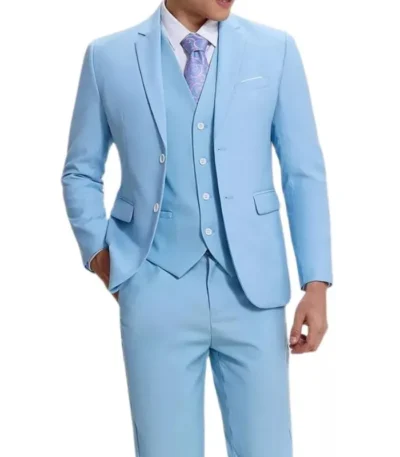 Classical Men’s Light Blue 3 Piece Suit