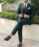 Dark Green 3 Piece Suit For Mens