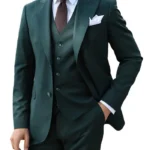 Dark Green 3 Piece Suit For Mens