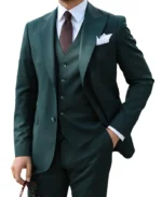 Dark Green 3 Piece Suit For Mens
