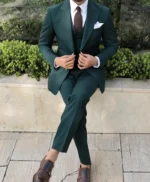 Dark Green 3 Piece Suit For Mens