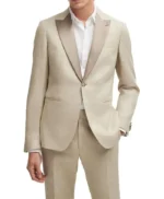 David Trendy Beige Wedding Suit