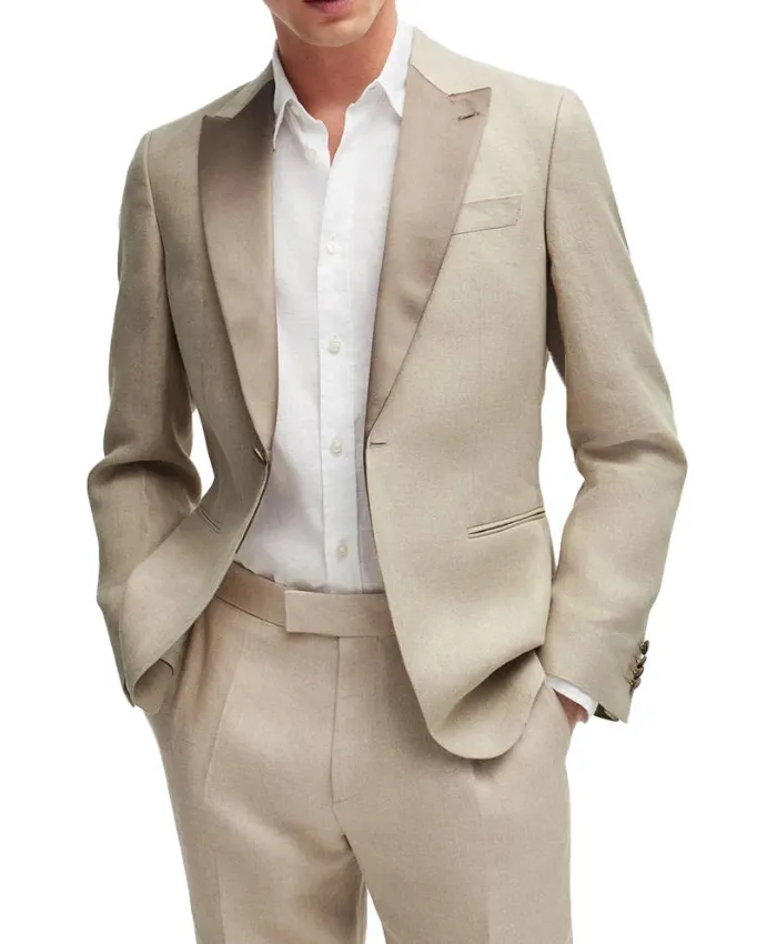 David Trendy Beige Wedding Suit David Trendy Beige Wedding Suit