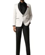 Elegant Men’s 3 Piece White and Black Tuxedo