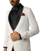 Elegant Men’s 3 Piece White and Black Tuxedo