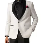 Elegant Men’s 3 Piece White and Black Tuxedo