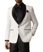 Elegant Men’s 3 Piece White and Black Tuxedo