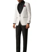 Elegant Men’s 3 Piece White and Black Tuxedo