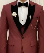 George Trendy Burgundy 3 Piece Suit For Men