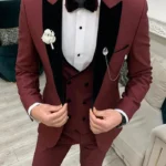 George Trendy Burgundy 3 Piece Suit For Men