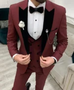 George Trendy Burgundy 3 Piece Suit For Men