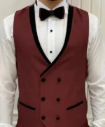 George Trendy Burgundy 3 Piece Suit For Men