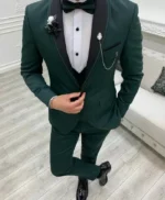 Men 3 Piece Suit Green Tuxedo Suit