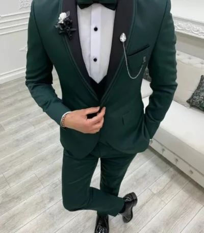 Men 3 Piece Suit Green Tuxedo Suit