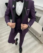 Men Three Piece Purple Wedding Suit