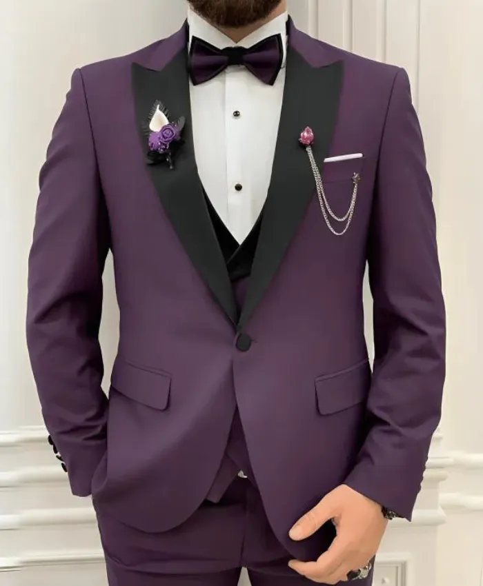 Men Three Piece Purple Wedding Suit Men Three Piece Purple Wedding Suit