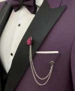Men Three Piece Purple Wedding Suit