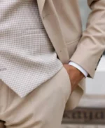 Men’s Beige 3 Piece Slim Fit Suit For Wedding