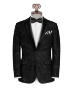 Men’s Black Italian Printed 2 Piece Tuxedo