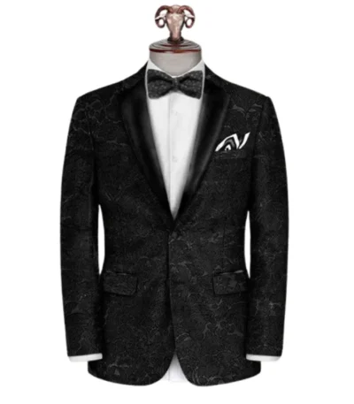 Men’s Black Italian Printed 2 Piece Tuxedo